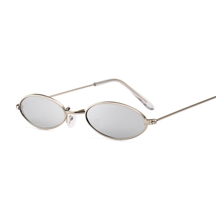 Vintage små ovale solbriller kvinder mærke metalstel klare sorte linse nuancer solbriller kvindelige briller  uv400: Sølvsølv