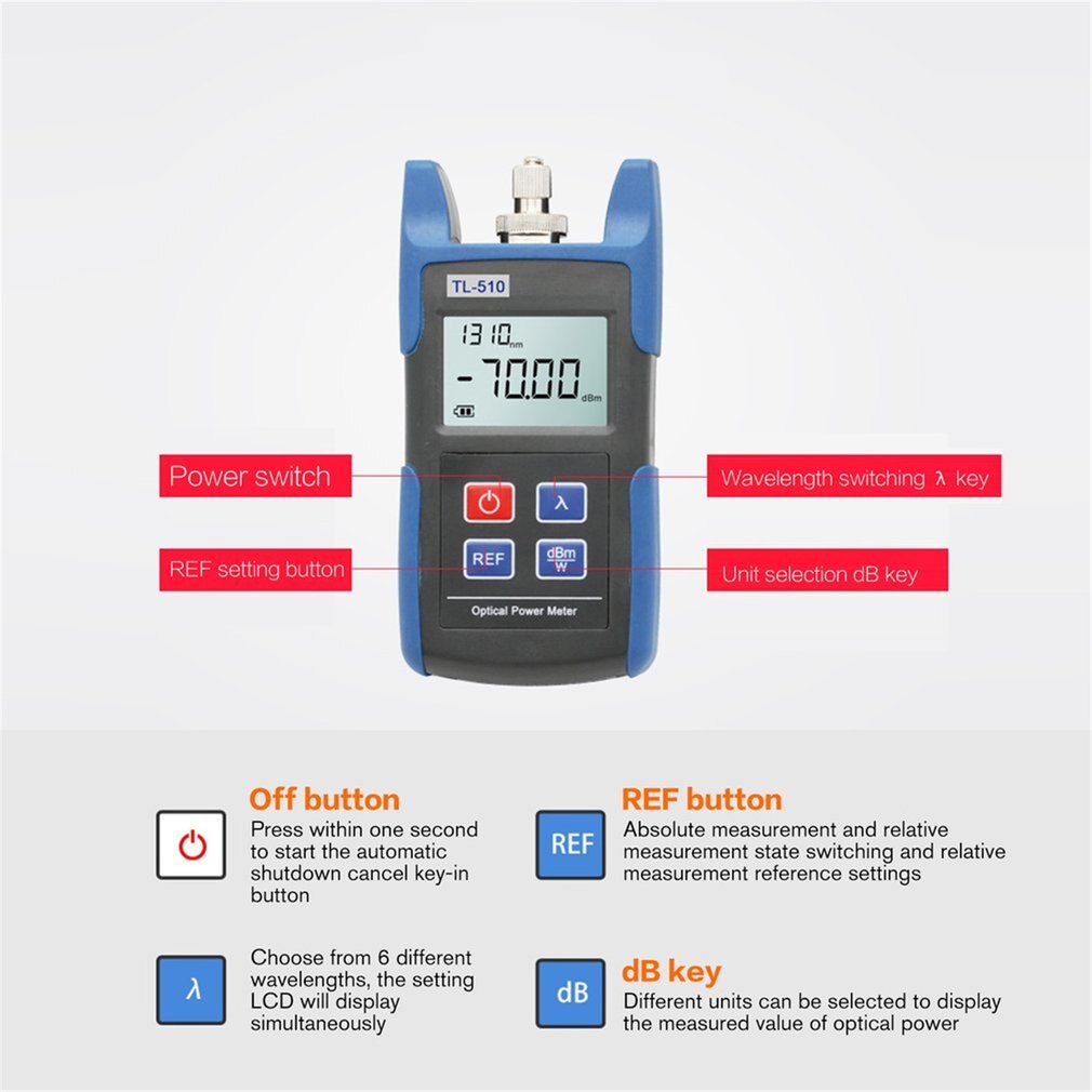 FTTH Fiber Optic Tool Kit -50~+26dBm Optical Power Meter Visual Fault Lcator Fiber Optic Pen Connector Ethernet Tester