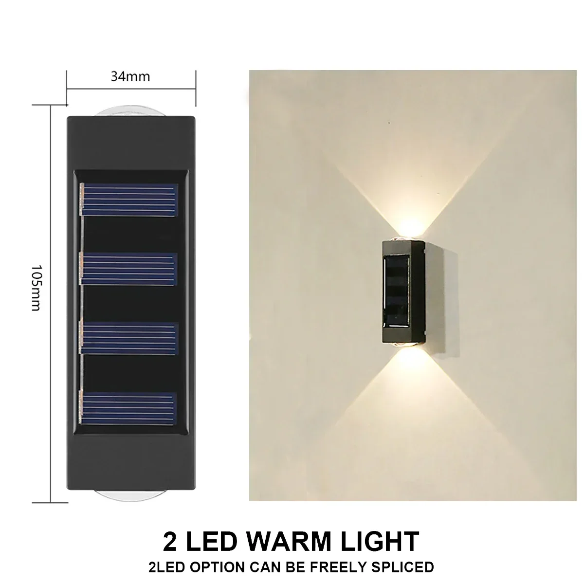 LED-Solarleuchte für den Außenbereich, wasserdicht, nach oben und unten leuchtende Beleuchtung für Straße, Garage, Garten, Lichter, Dekoration, Solar-Wandlampen