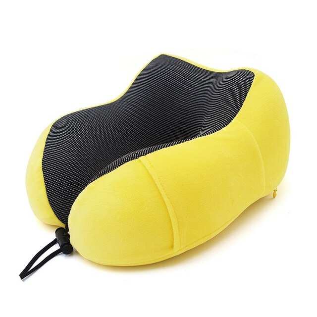 Travel Pillow Memory Foam Neck and Cervical Pillow for Airplane Car Office Napping Pillows U Shape Flight Head Chin Support Cush: Jaune