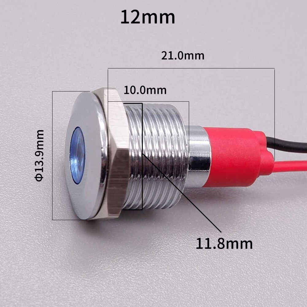 6mm 8mm 10mm 12mm Metall Anzeige Licht LED Signal Licht Netzteil Anzeige Lampe 3v 6v 12v 24v 110v 220v verrotten Grün Weiß
