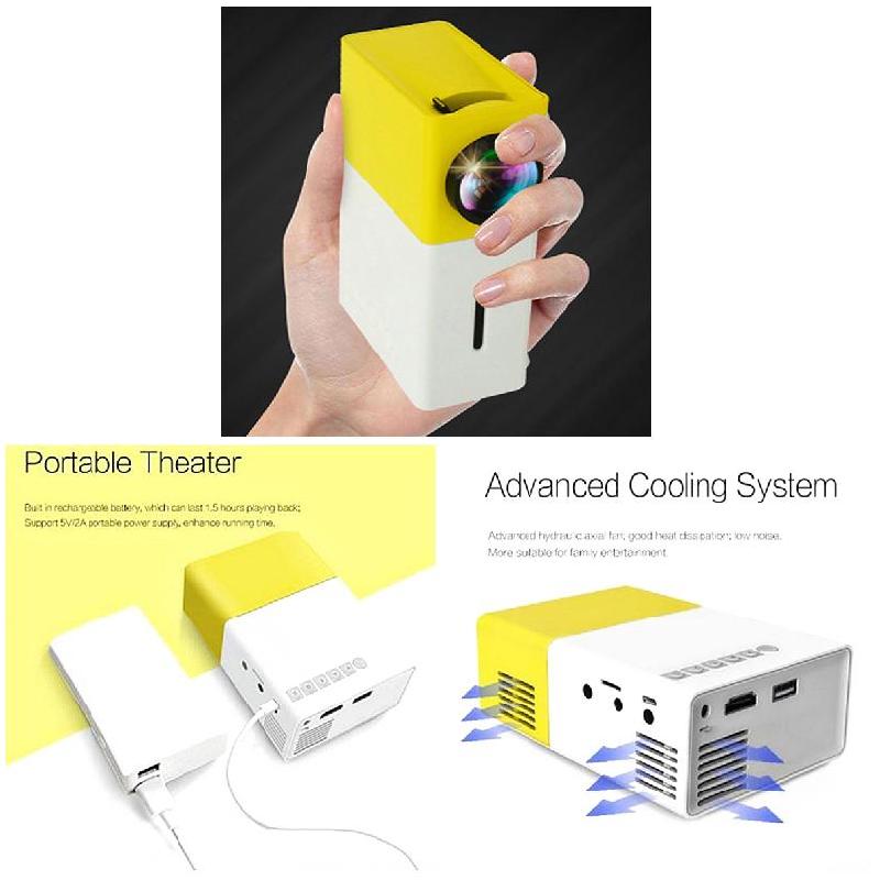 &amp;Enhanced&amp;Protable&amp;Colorful Projector Mini Projector Portable Theater Home Office HD 1080P Yellow JR Deals