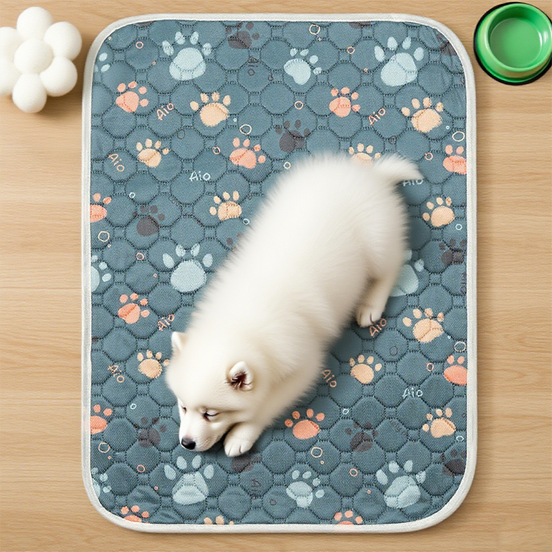 Mata chłodząca dla zwierząt z nadrukiem cyfrowym, tkanina o fakturze ptasiego oka i chłonna bawełna - wodoodporna i antypoślizgowa z TPU, idealna robić legowiska dla zwierząt.