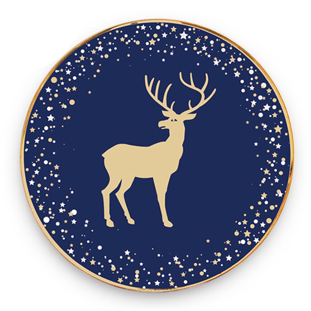 Christmas Decoration Dinner Plates China Bone Round Plates Elk Christmas Tree Dishes and Plates Dinnerware Kitchen Supplies: 12 inch