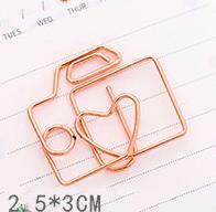 5 stk/sæt mini rosa guld flamingo kamera sakura krone stjerne papirclips bogmærke foto memo billet ringbind klip kontor stationion: 3