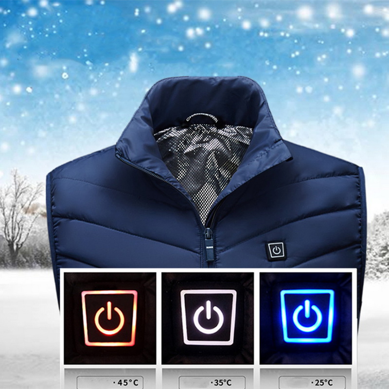 Mannen Outdoor USB Verwarming Elektrische Vest Winter Mouwloze Verwarmde Jas Koude-Proof Verwarming Kleding Security Intelligent Vesten