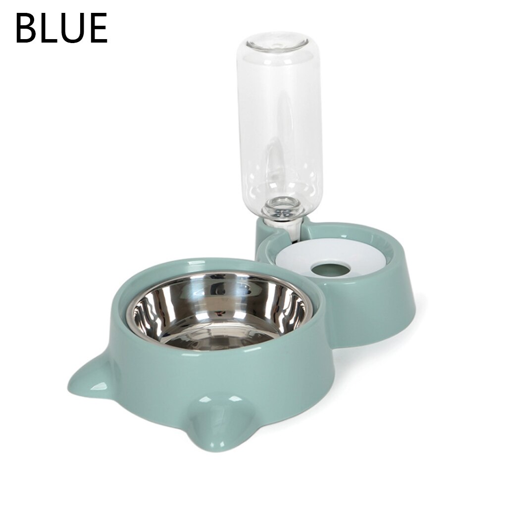 Bubble Pet Bowls Food Automatic Feeder Fountain Water Drinking Two Large Bowl Feeding Container for Dog Kitten Cat Supplies: B1