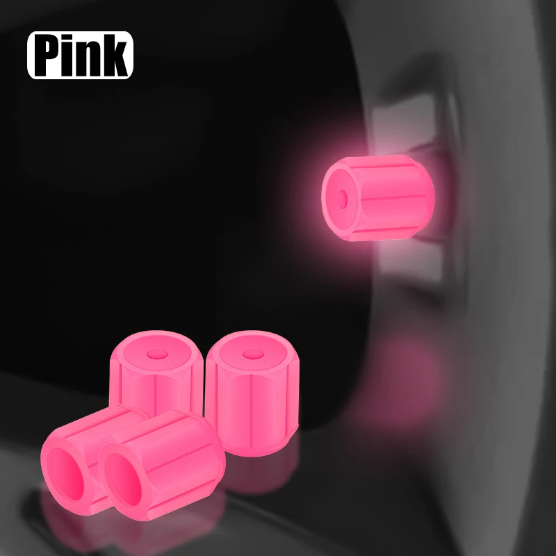 Luminous Car Tire Valve Caps Plastic Red Motorcycle Bike Tyre Valve Caps Wheel Hub Glow Decoration Dustproof Tyre Rim Stem Cover: MULTI