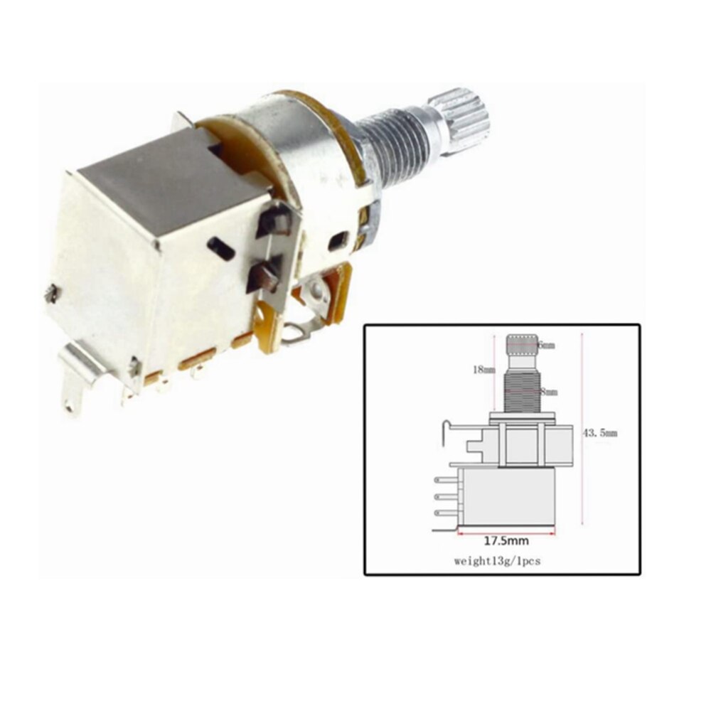 3Pcs Gitaar Pot Bass Push Pull Pot Push Pull Gitaar Potentiometer Volume Tone Korte Split Shaft Switch Potten B500K