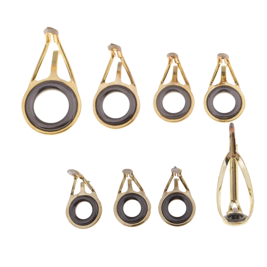 8pcs Fishing Rod Guide Top Tip Eye Ring Rod Repair Kit for Rod Building Stainless Steel Frame