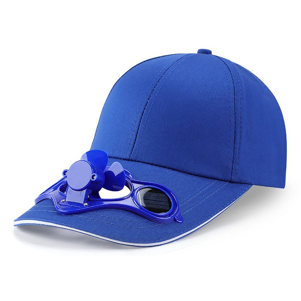 Sunscreen Powered Fan Hat Summer Outdoor Sports Hat Sun Protection Cap With Solar Fan Bicycle Climbing Baseball Cap: Blue