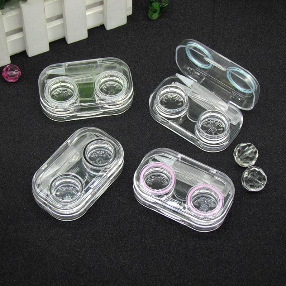 Praktische Mini Transparant Draagbare Contact Lens Case Met Rubber Band Voor Reizen Kit Houder Contactlenzen Box Container