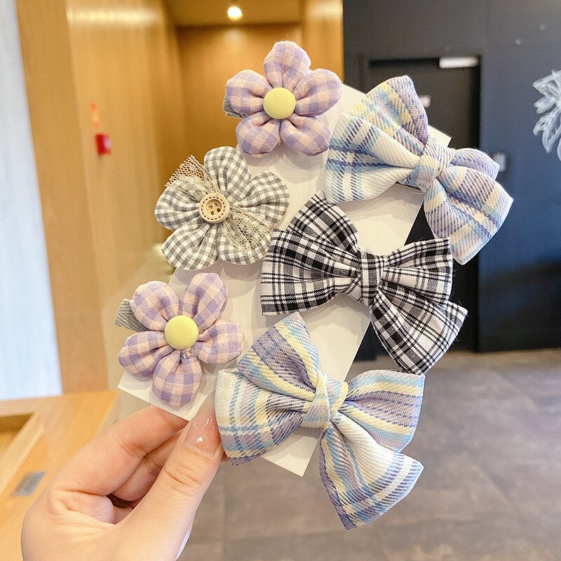 8 Stks/set Bloem Meisje Haar Clips Lovey Bows Baby Hoofdband Accessoires Prinses Haarspeldjes Meisjes Haarclips Haar Clip: 6pcs purple