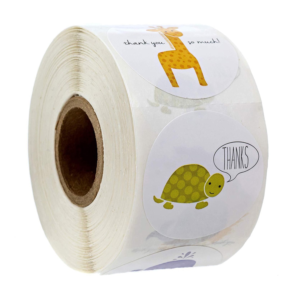 Round Animal Seal Labels Handmade Stickers 1 Inch 100-500pcs Scrapbooking Paper Stickers Roll Stationery Stickers