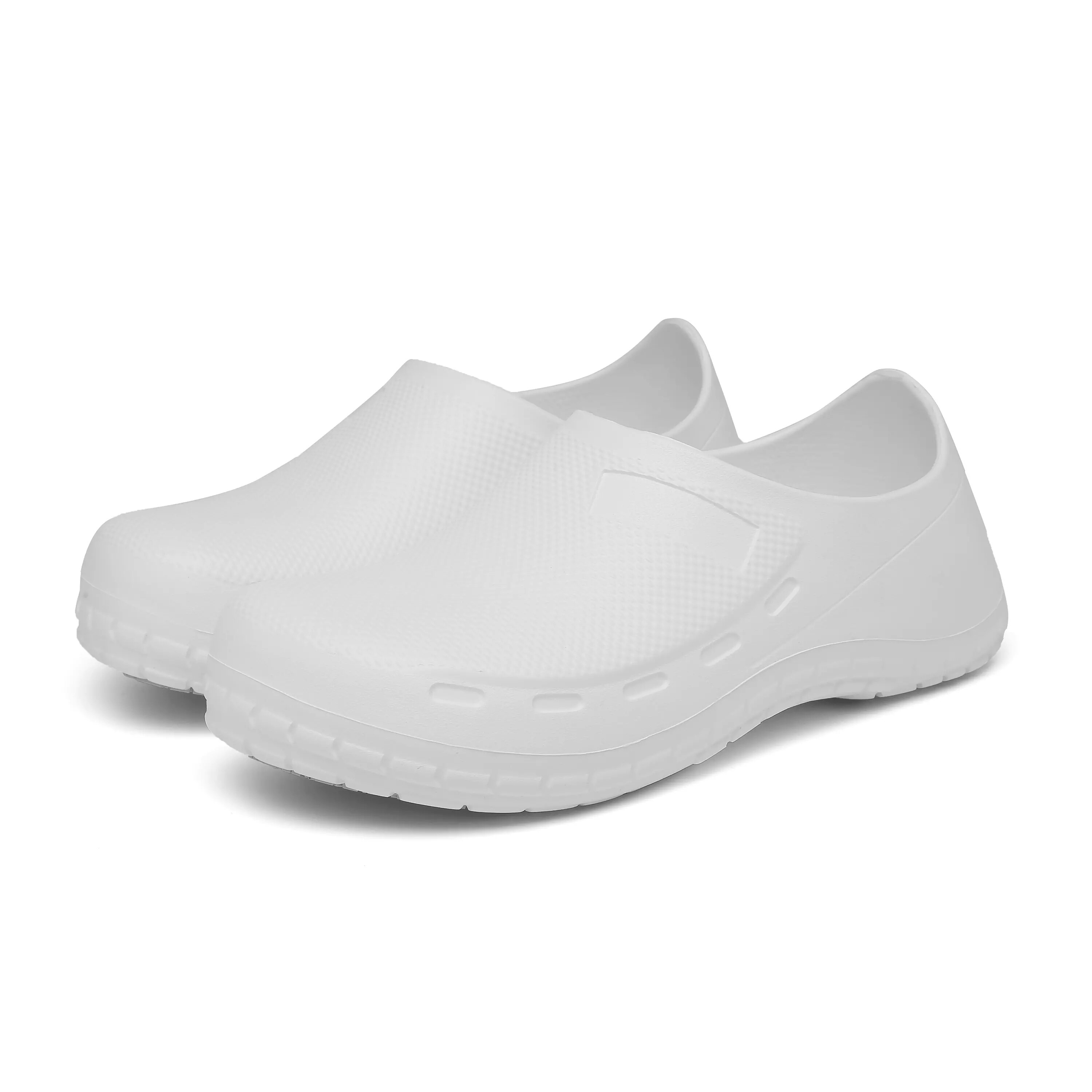 St damskor lägenheter arbetsskor halkfria kockskor amningsskor bad som andas slip on damskor köksskor: Vit / 9