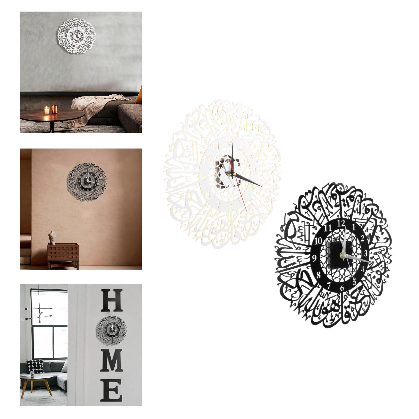 Muslim Eid Living Room Clock on Wall Clock Islamic Arabic Calligraphy Wall Clock Easy to Read for Bedroom Dining Room Kids Room