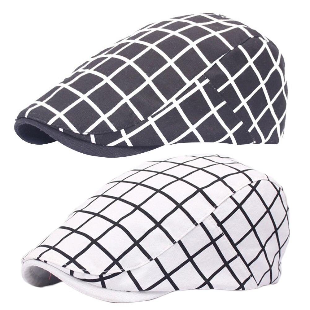 Men Women Plaid Cotton Flat Cap Summer Spring Sun Hat Adjustable Beret Headwear Clothing decor Accessory Xmas
