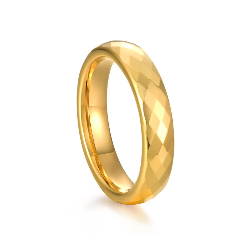 Zorcvens 4mm/6mm multi-facetado tungstênio anéis de casamento ouro/prata cor noivado banda para homens feminino conforto apto para casal: 7 / Gold 4mm