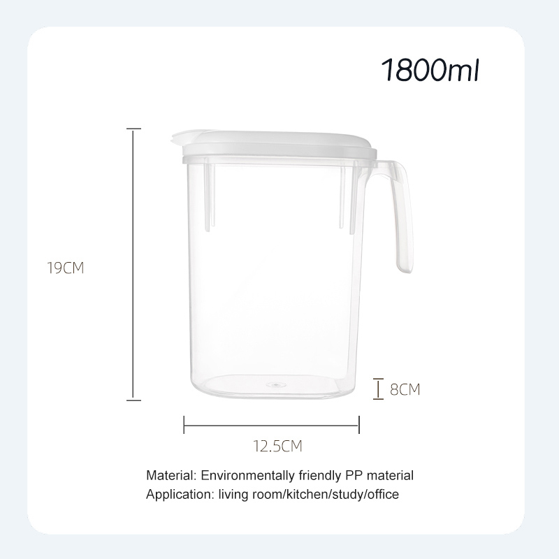 1.8L Transparent Kettle Teapot Plastic Water Pot Rectangle Cold Water Bottle With Handle Household Cool Water Jug With Lid