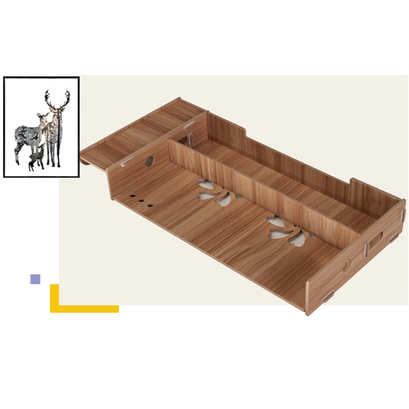 Soporte de madera para ordenador portátil, caja de almacenamiento de escritorio de oficina, Base de pantalla de Monitor, estante de almacenamiento