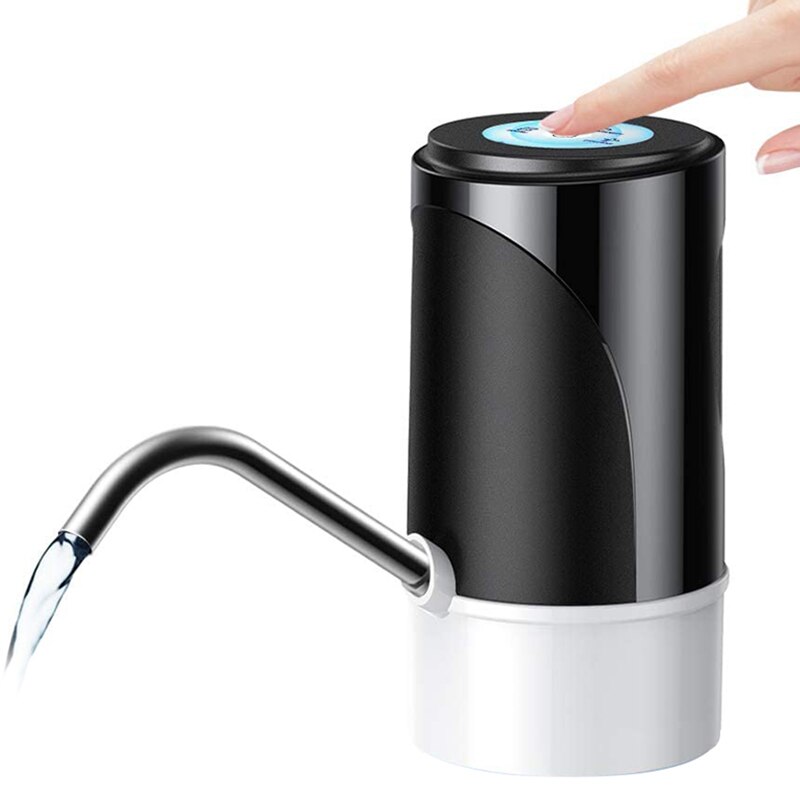 5 liter vandflaske dispenser, usb opladning automatisk drikkevand flaske pumpe elektrisk bærbar: Sort