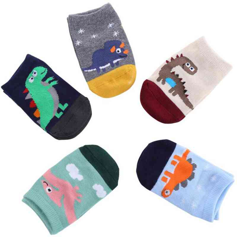 5Pairs/Lot Cute Baby Socks Cartoon Dinosaur Cotton Soft Newborn Socks Toddler Boys Girls Anti Slip Socks Spring Winter