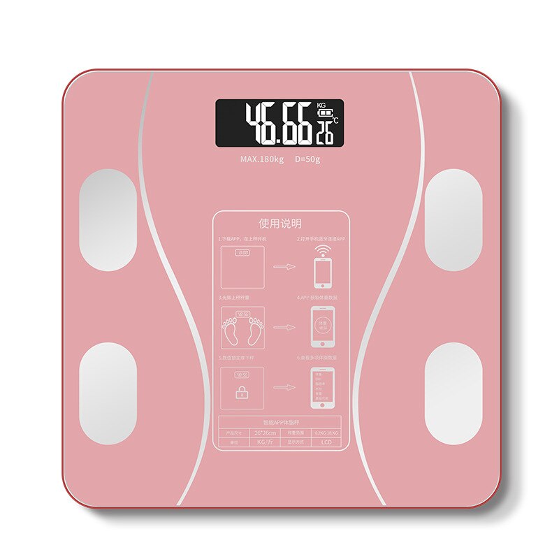 Vægt skala kropsfedt skala smart trådløs digital vægt skala kropssammensætnings analysator med smartphone app bluetooth: Rose guld