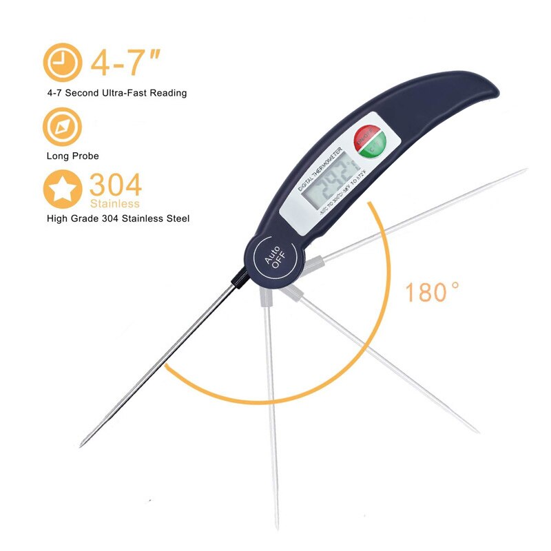 Foldable Food Thermometer Probe Digital BBQ Kitchen Meat Kitchen Thermometer Liquid Water Oil Temperature Gauge