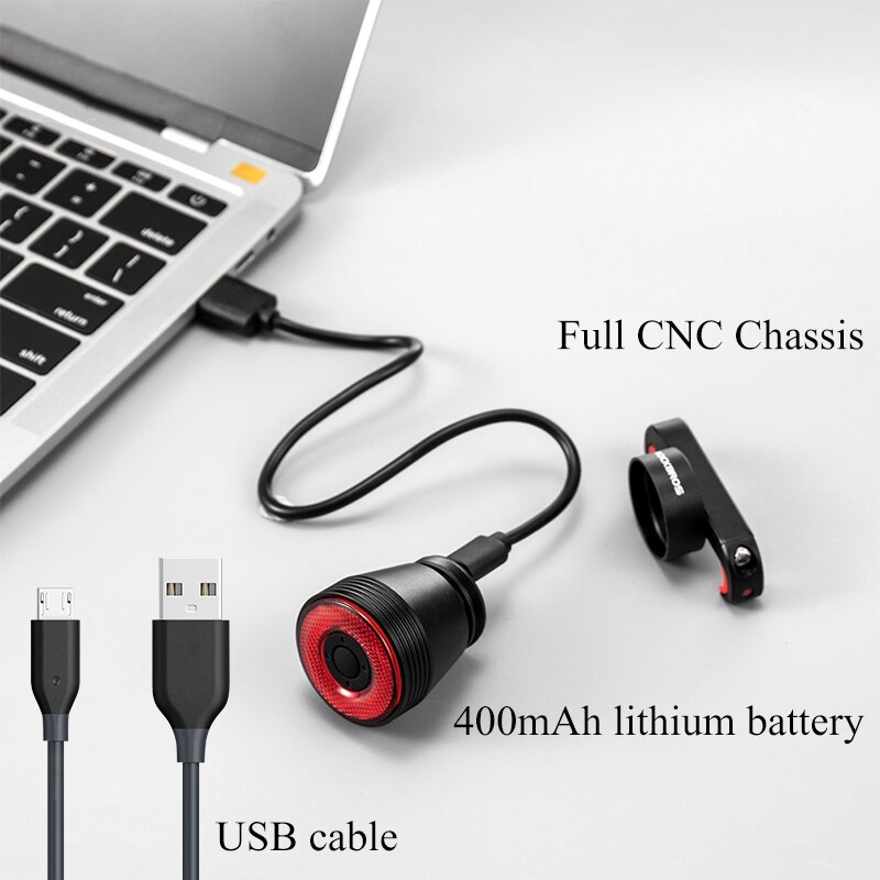 ROCKBROS Bike Light Q5 Smart Sensor USB LED Rear Cycling Lights MTB Taillight bike accessories luz bicicleta Bicycle Back Light