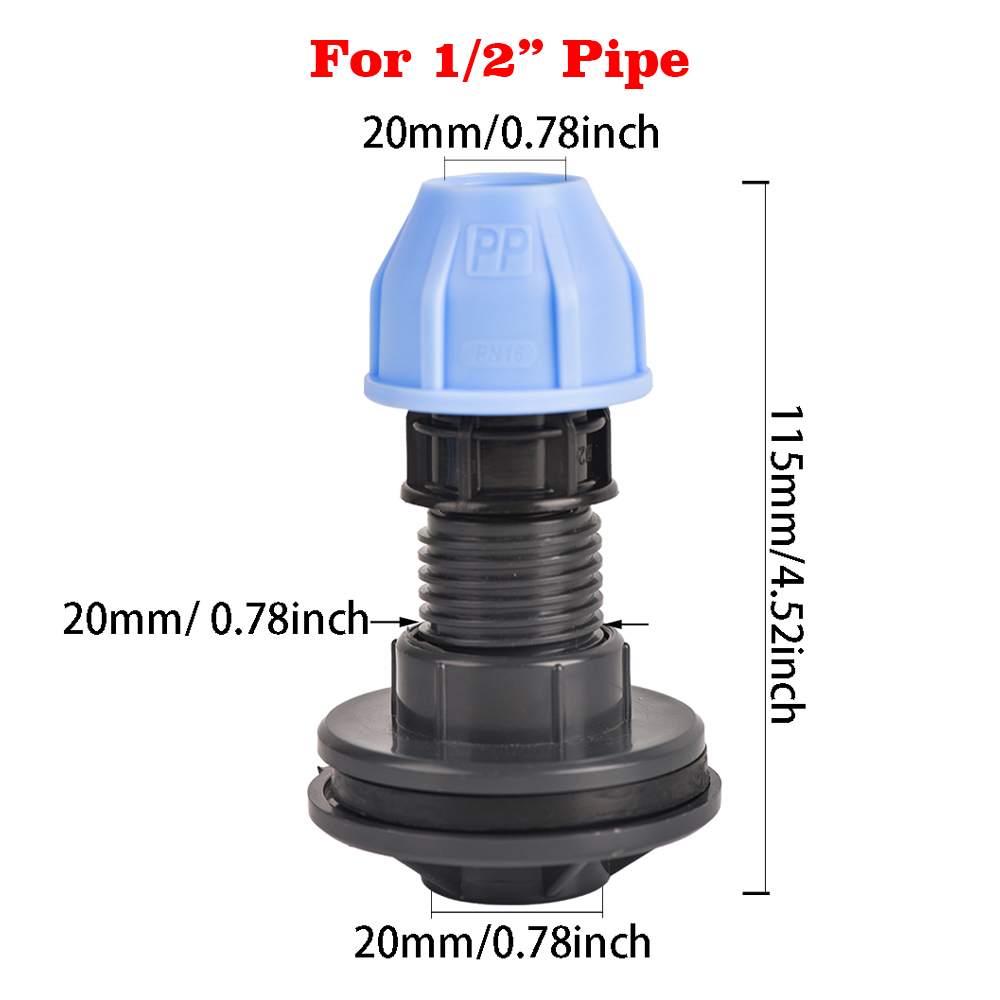 Regenfass-passend zu anschließen OD 20/25/32 mm PE-Rohrverbinder-Adapter für Wassertanks, Aquarien, Wannen, Schwimmbecken: Marine Blau