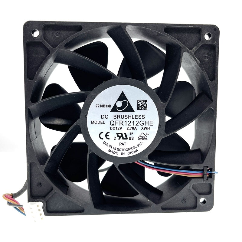 Original delta qfr 1212 ghe, high speed bitcoin gpu miner mining køleventilator 120 x 120 x 38mm dc 12v 6000 rpm dobbelt kugleleje pwm 4p