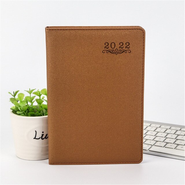 2022 A5 Planner Notebook Writing Notepads Planner Schedule Book Office Accessories Personal Diary Agendas Notebook: Brown