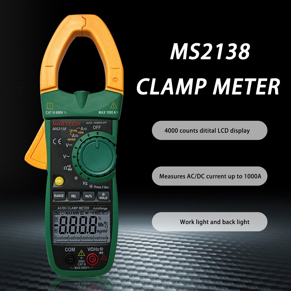 MASTECH MS2138 AC/DC Clamp Meter Digital Multimete... – Grandado