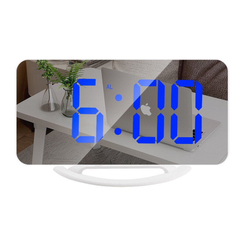 Led Vibration Alarm Clock Multifunctional Dual USB Charging Mute Bedside Luminous Automatically Adjust Brightness: Gray