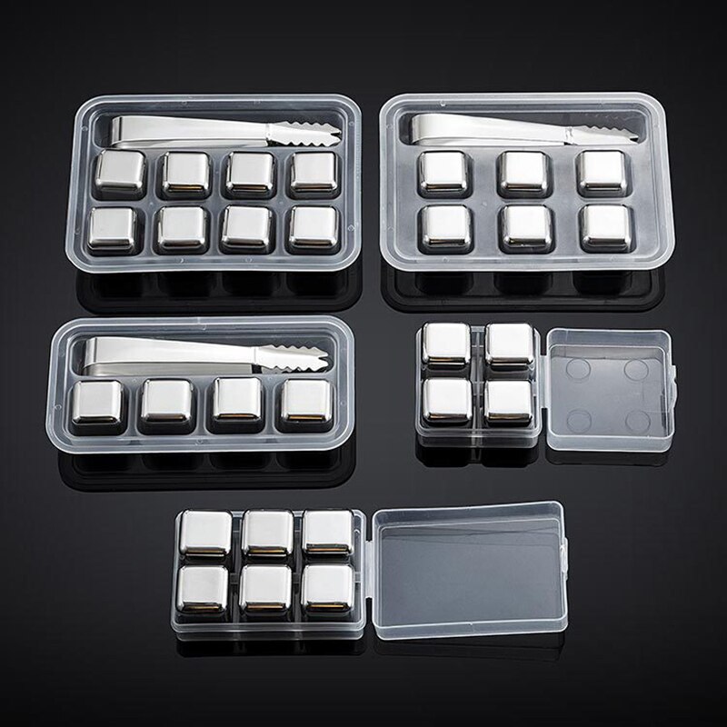 Stainless Steel Ice Cubes Reusable Whiskey Frozen Object Keep Drinks Cold A Long Time Special Square Cube Sets For Bars