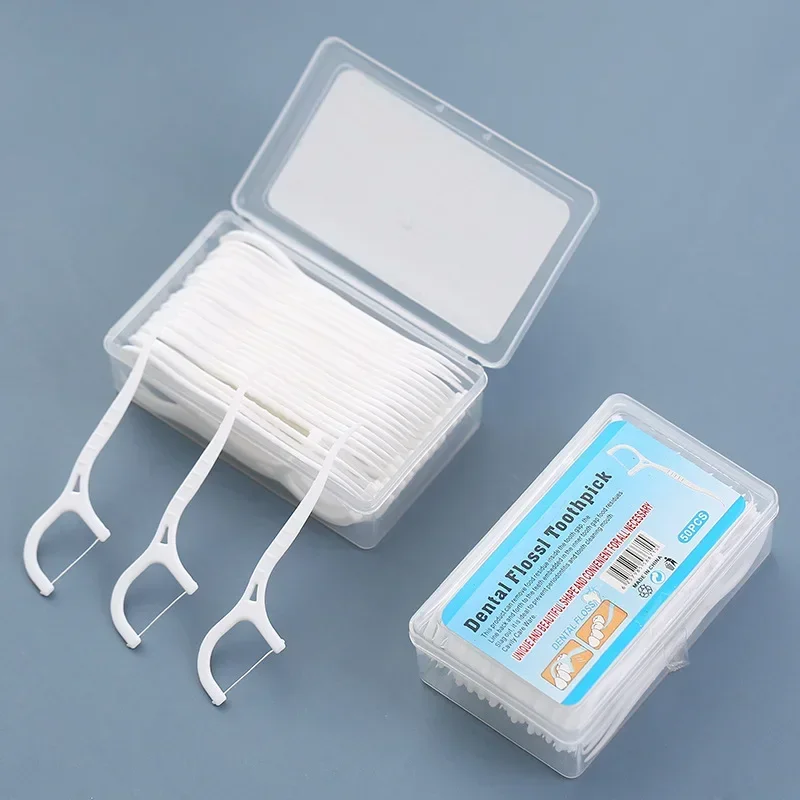 50/100 Uds. Palillos de hilo Dental, palillos de dientes, limpieza Dental, cepillo Interdental, herramienta de cuidado de higiene bucal: Multicolor