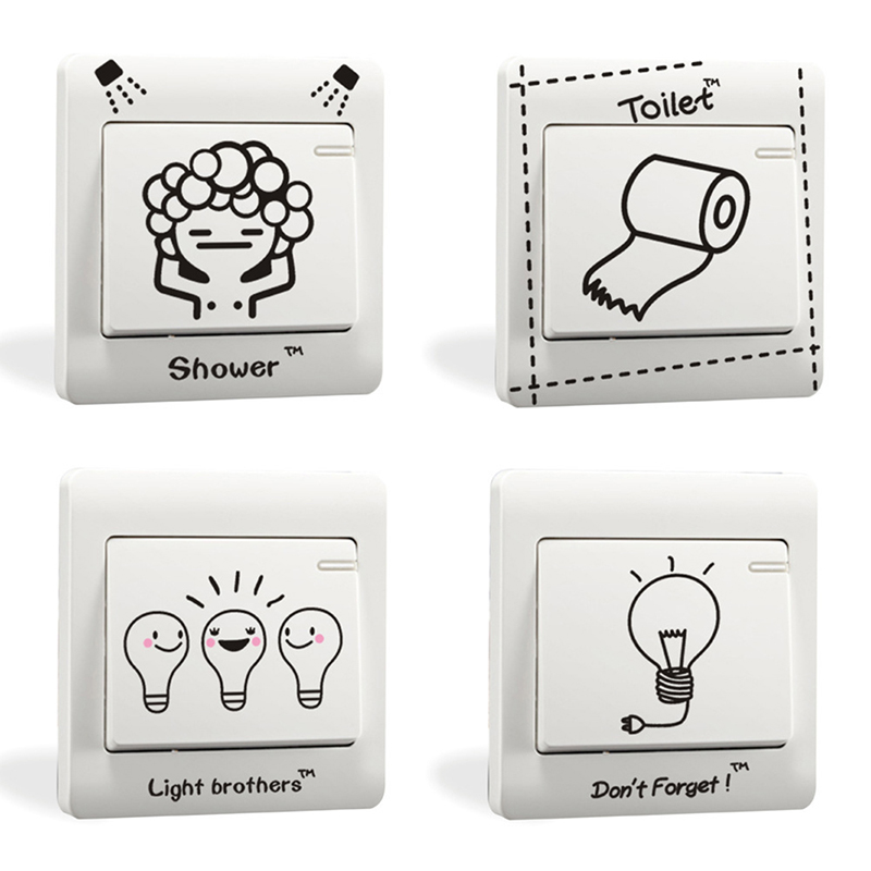 Cute On-off Light Switch Remoable Wall Sticker Self-adhesive Wallpaper For Kids Baby Living Room Home Murla Decor