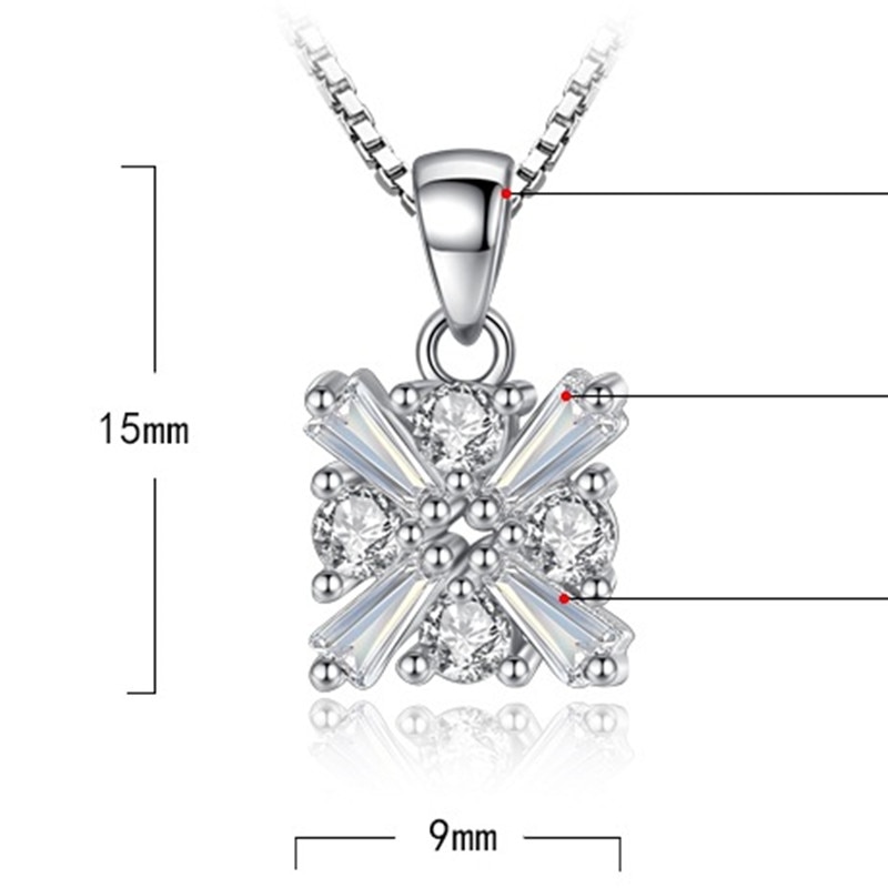 NEHZY – collier à pendentif en argent S925 pour femme, bijou de , carré en zircon, rétro, simple, 45CM