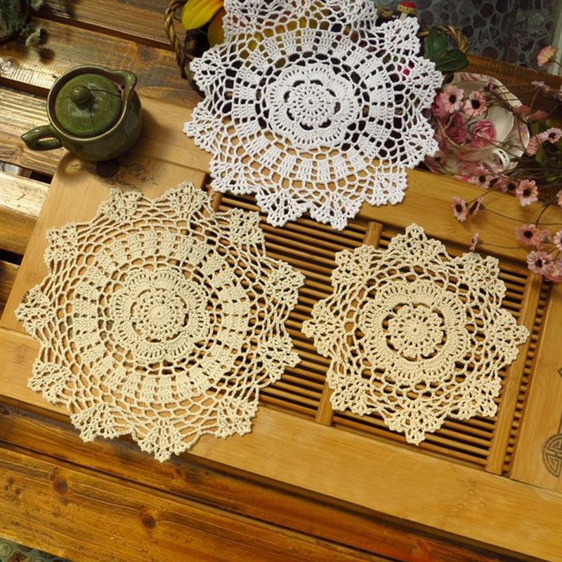 Mantel Individual redondo de algodón de , taza de posavasos, Mantel Individual para mesa de Navidad de cocina, paño de encaje, Crochet, para té y café