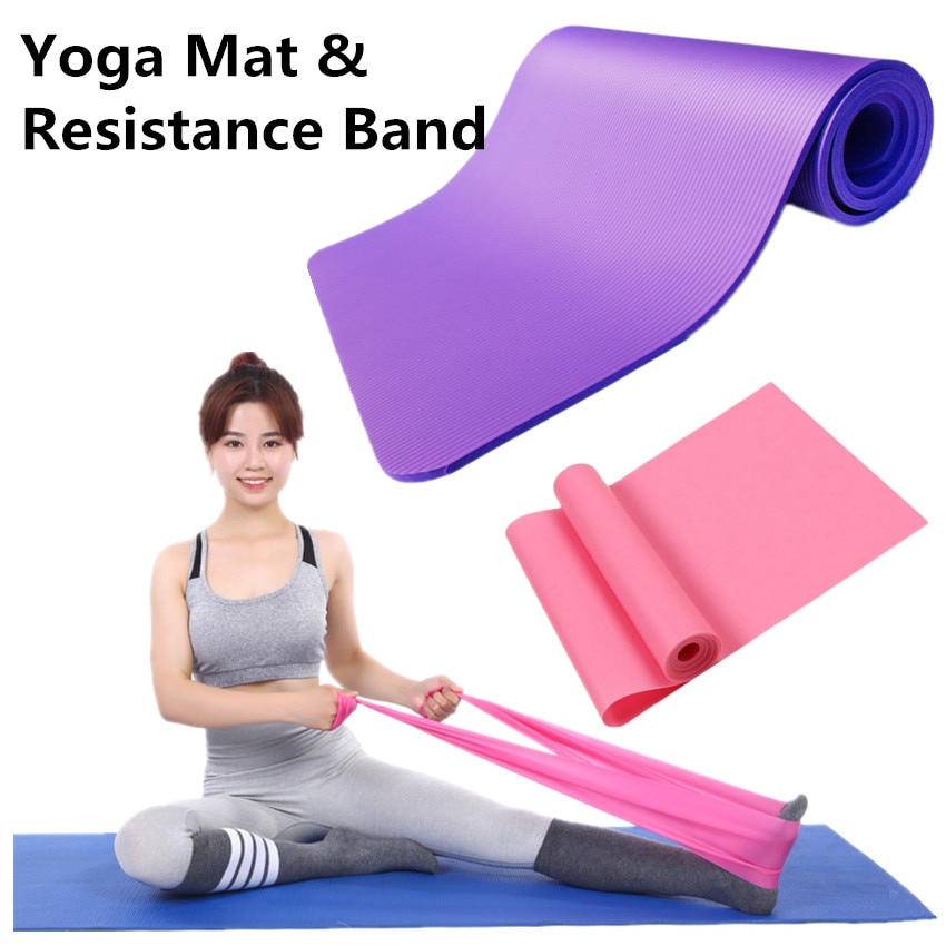 10 millimetri NBR Zerbino Con La Fascia di Resistenza di Forma Fisica di Yoga Pilates Zerbino 183X61cm Non-slip Pad di Spessore Per Palestra All'aperto esercizio di Fitness