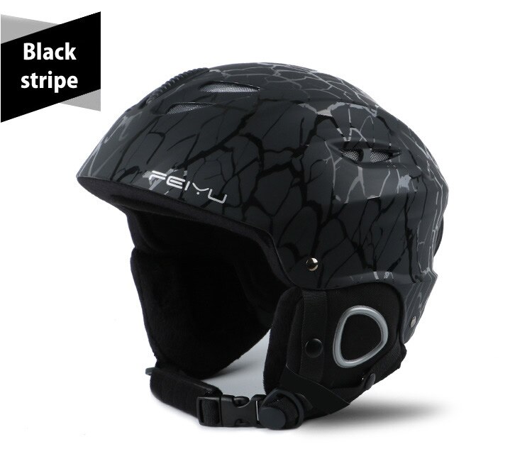 Ski Helmet Integrally-molded Adult Snowboard Helmet Men Women Skating/Skateboard Winter Sports Safety Helmets: Black stripe / L