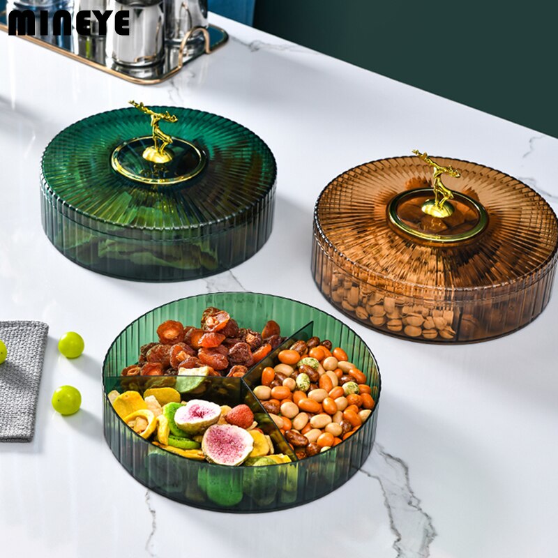 Transparent Candy and Nut Storage Container Luxury Snack Serving Tray with Lid Plastic Dry Fruit Dishes Parties Appetizer Dishes
