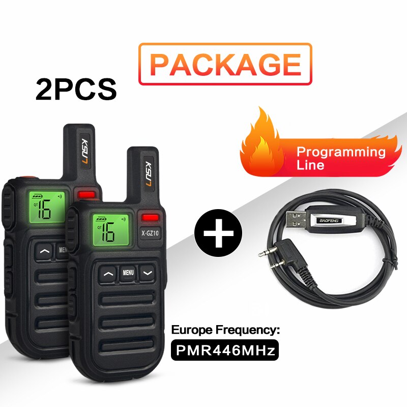 2Pcs X-GZ10 Mini Frs Walkie Talkie PMR446 Uhf FRS462-467MHz Radio Vox Handsfree Twee Manier Radio Met Trillingen Draadloze Klonen: X-GZ10PMR-Cable