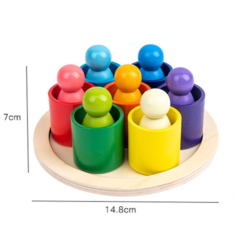 Wooden Rainbow Block Stacker mini Stacking Game Wooden Toys Nesting Puzzle Building Blocks Montessori Educational Toy for Kids: 3