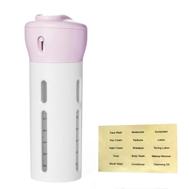 Populær draagbare 4 in 1 lotion dispenser fles draaien lotion shampoo douchegel sub-fles reise emulsie bottelen: Rosa