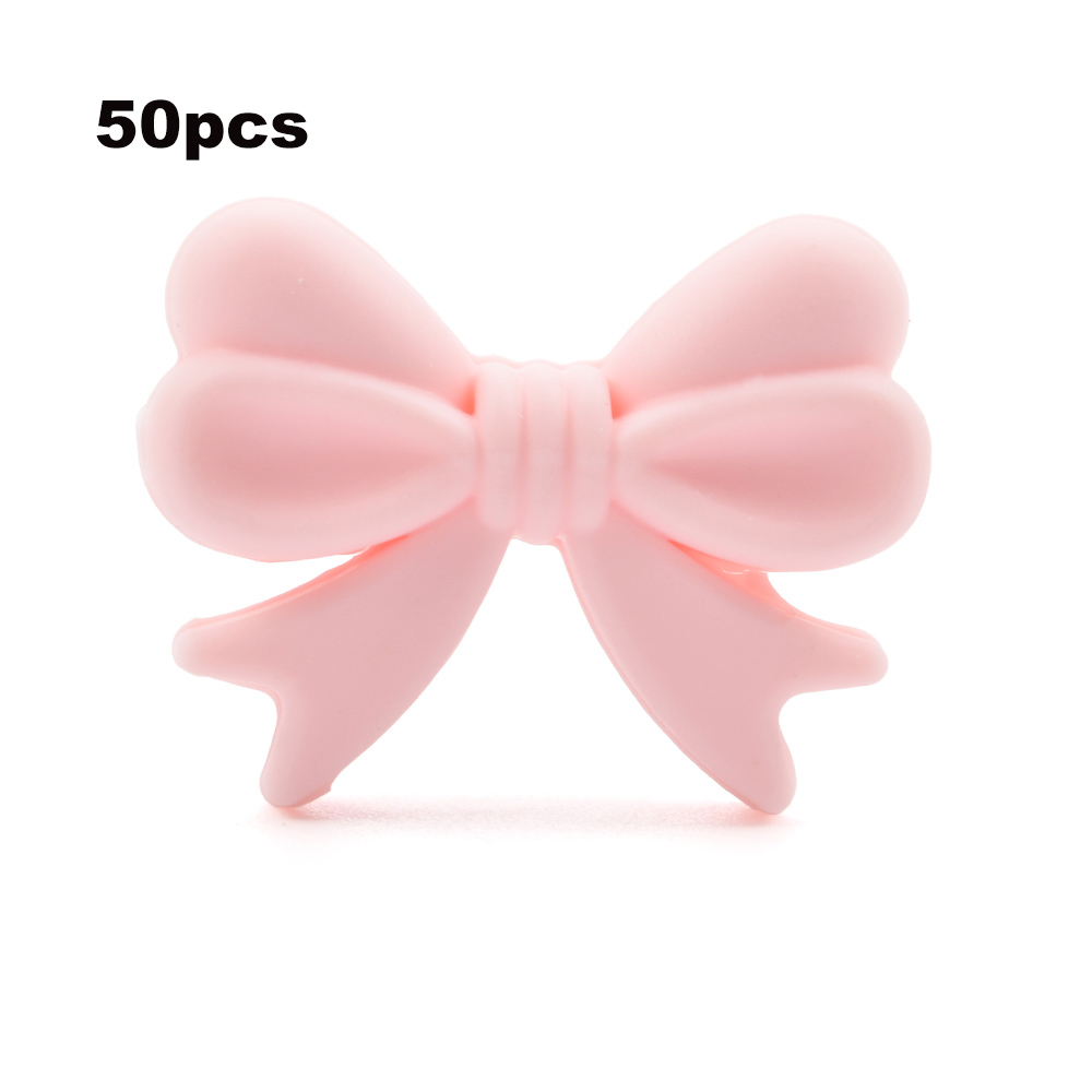 LOFCA – perles en Silicone avec nœud papillon, 50 pièces/lot, collier coloré, fabrication de bijoux, Bracelets, porte-clés, accessoires de bijouterie: Bleu