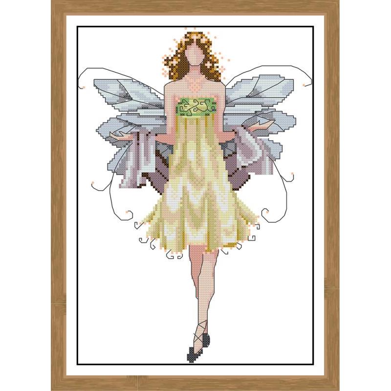 Kreuz Stich Schöne Mädchen Muster Blumen Elf Schmetterling Engel Kreuz Stich Kit 14CT Druck Stickerei DIY Manuelle Hand