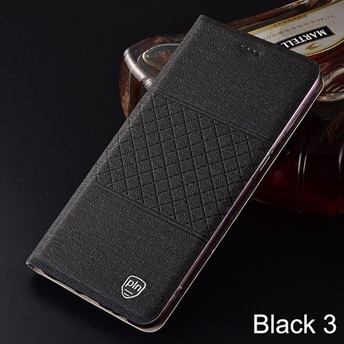 Case for Meizu M8 Plaid style Canvas pattern Leather Flip Cover for Meizu M8 Lite cases Coque: for Meizu M8 Lite / black 3