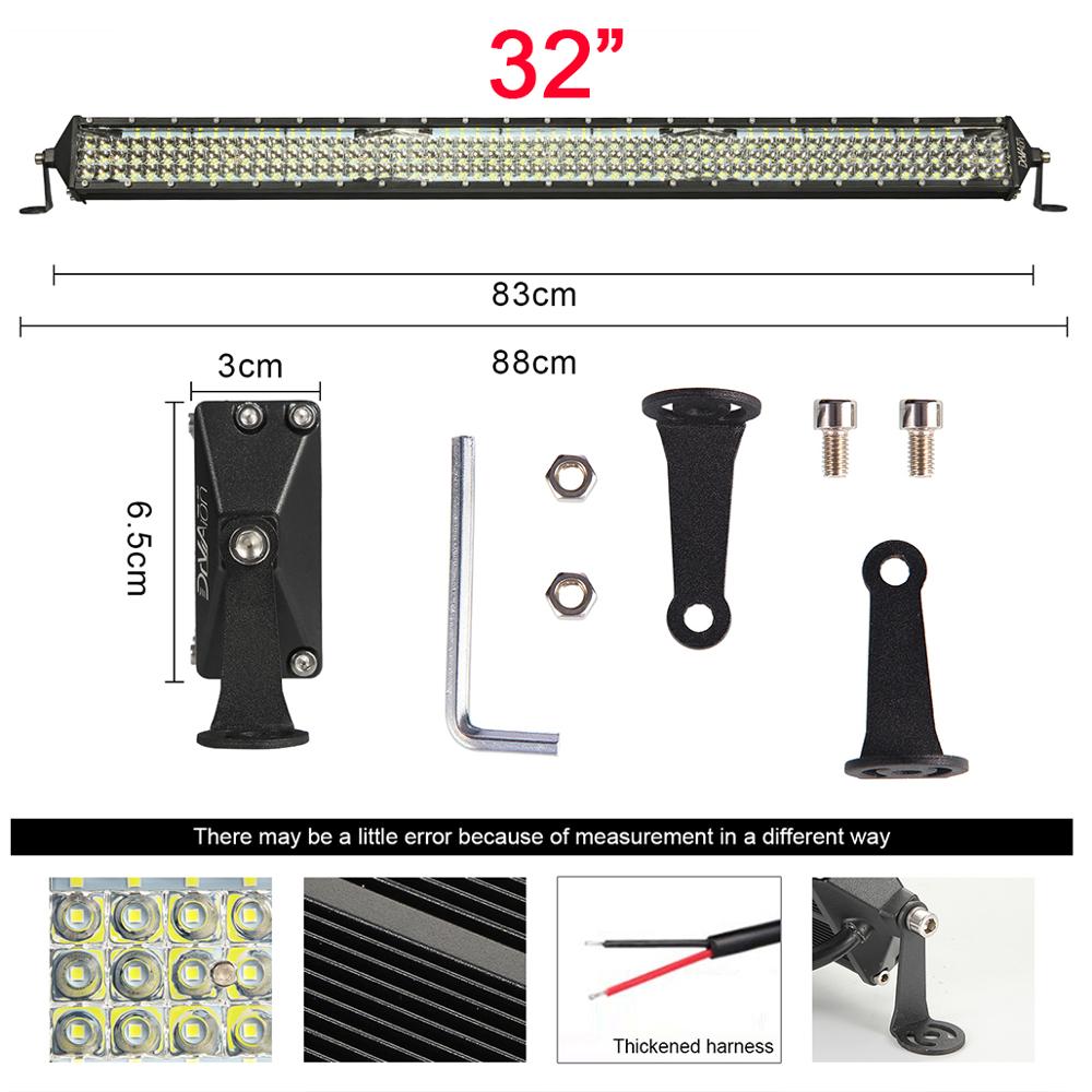 12 22 32 inch Led Work Light 9-48V DC Led Bar Combo Spot Flood for Jeep ATV Trucks Tractor Driving Light Car Styling: 32 inch
