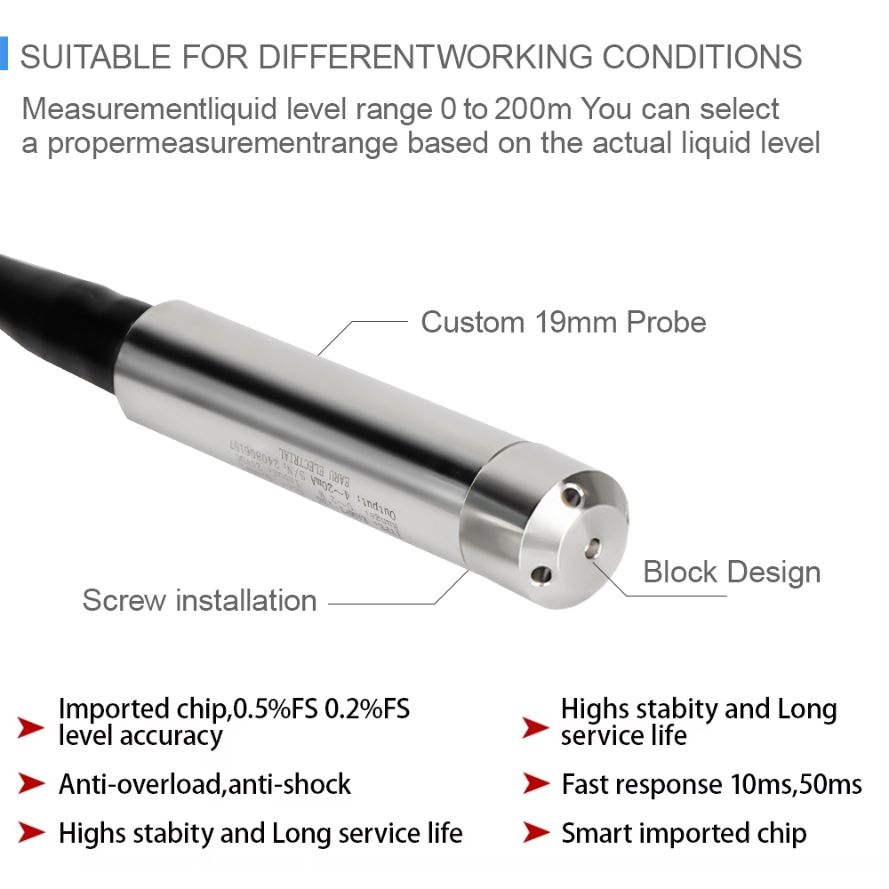 4-20MA Ausgang Integraler Füllstandsgeber Flüssigöl Wasserstandsensor Sonde Erkennung Controller Schwimmerschalter 1-10m RS485 für Pumpe